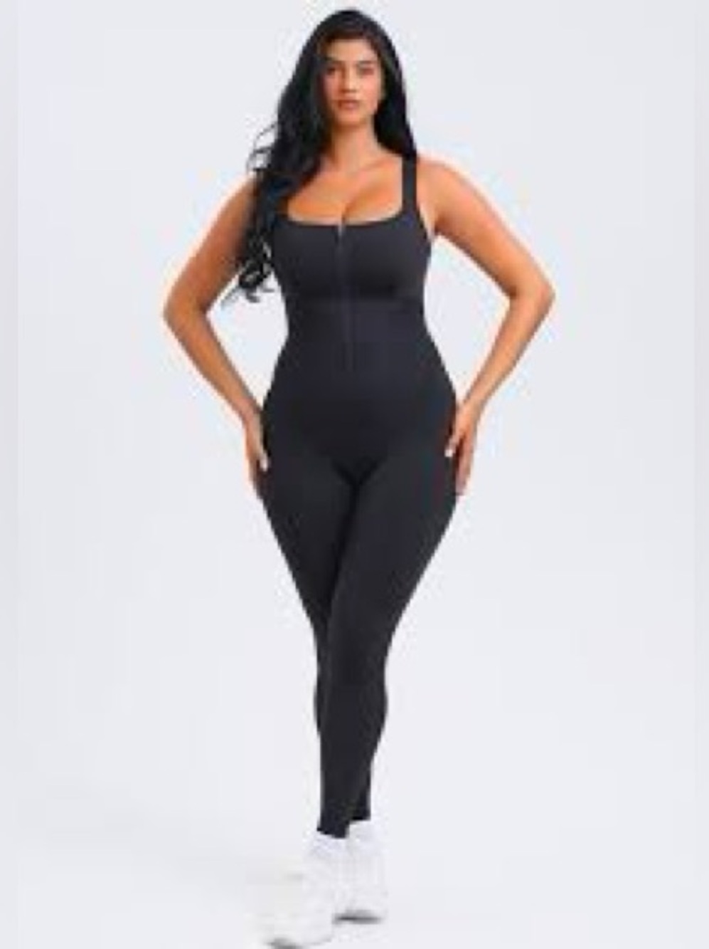 She’s Waisted Sauna Sculpt Compression Jumpsuit Black Size Large